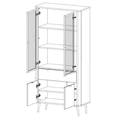 Witryna Szklana z Szufladami na Nożkach Kaszmir