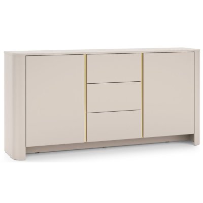 Komoda Nowoczesna z Szufladami  Kaszmir Dąb z Złotą listwą