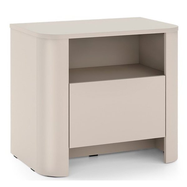 Minimalistyczna szafka, stolik nocny do sypialni - Kaszmir / Dąb