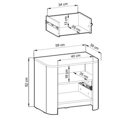 Stolik Nocny Szafka Kaszmir Dąb