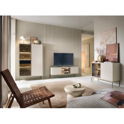 Szafka RTV Podświetlana pod Telewizor Nowoczesna Kaszmir Czarna