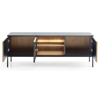 Szafka RTV Podświetlana pod Telewizor Nowoczesna Kaszmir Czarna