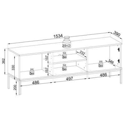 Szafka RTV Podświetlana pod Telewizor Nowoczesna Kaszmir Czarna