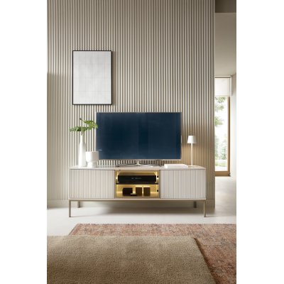 Szafka RTV Podświetlana pod Telewizor Nowoczesna Kaszmir Czarna