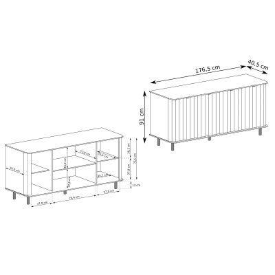 Komoda frezowana czterodrzwiowa pojemna nowoczesna