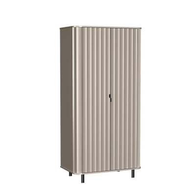 Szafa dwudrzwiowa ryflowana drążek wieszak pojemna na nóżkach