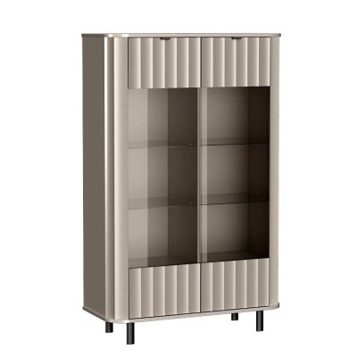 Witryna gablota dwudrzwiowa na metalowych nóżkach frezowana nowoczesna