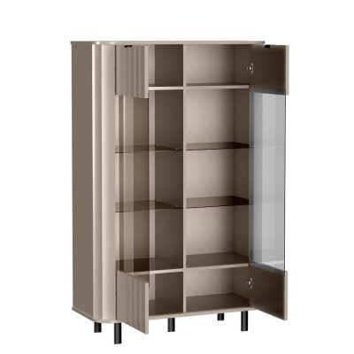 Witryna gablota dwudrzwiowa na metalowych nóżkach frezowana nowoczesna