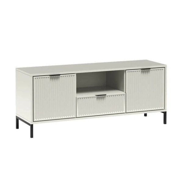 Nowoczesna szafka RTV dwudrzwiowa z szufladą ryflowana na nóżkach Style