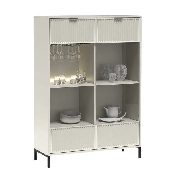 Witrna gablota podświetlana nowoczesna ryflowana na nóżkach Style