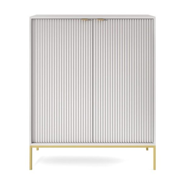 Nowoczesna wysoka komoda COSMO z ryflowanymi frontami do salonu