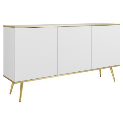 Komoda Trzydrzwiowa na Nóżkach Kaszmir Czarna Biała