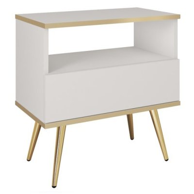 Stolik Nocny Szafka Biała Czarna Kaszmir