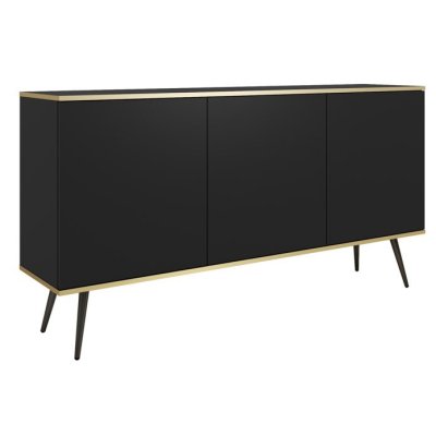 Komoda Trzydrzwiowa na Nóżkach Kaszmir Czarna Biała