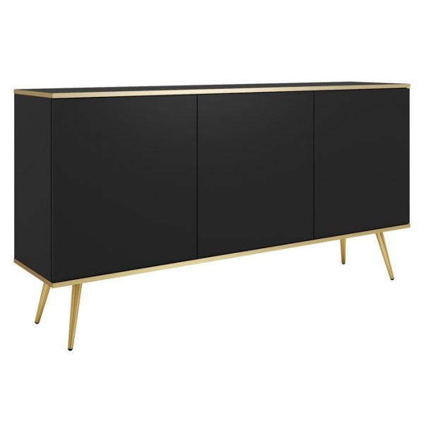 Komoda Trzydrzwiowa na Nóżkach Beż Czarna Biała Glami