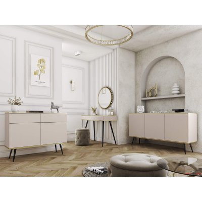 Komoda Dwudrzwiowa na Nóżkach Kaszmir Czarna Biała