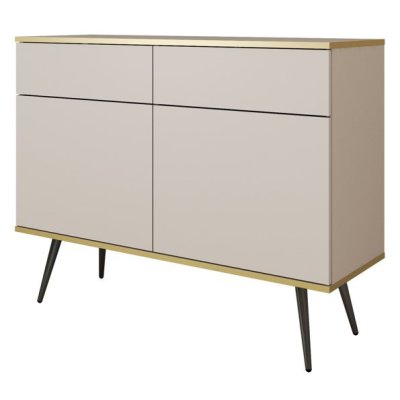 Komoda Dwudrzwiowa na Nóżkach Kaszmir Czarna Biała