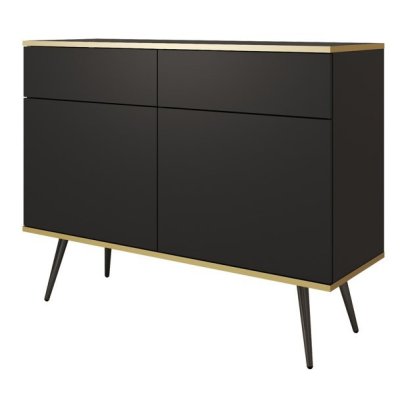 Komoda Dwudrzwiowa na Nóżkach Kaszmir Czarna Biała