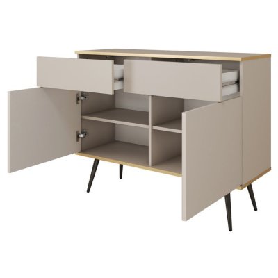 Komoda Dwudrzwiowa na Nóżkach Kaszmir Czarna Biała