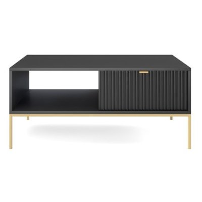 Ława Kawowa Ryflowana Nowoczesna z Półką Prostokątna